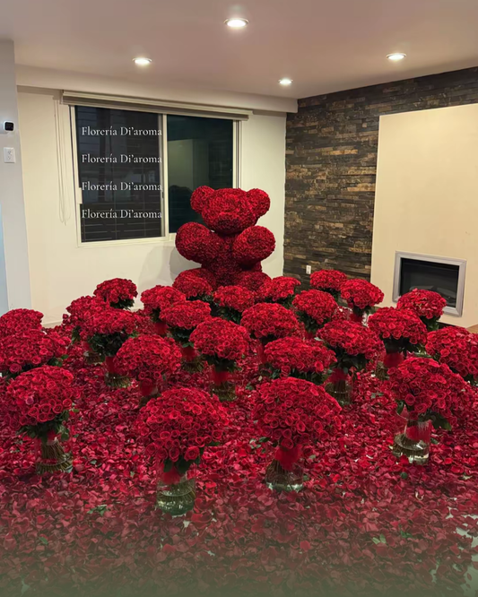 Pack de Oso de rosas y 30 ramos de rosas