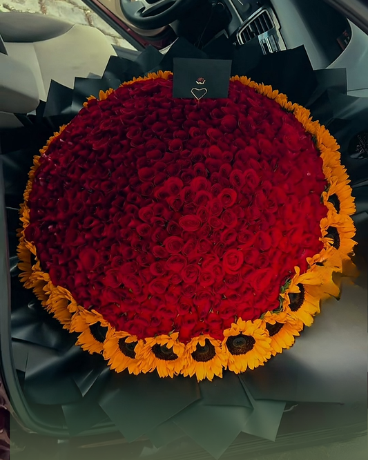 Ramo de 800 rosas y girasoles